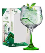 Taça De Bebidas Drinks Tipo Gin Tonica Vidro Verde Gambo 705ml Ruvolo