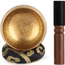 Taça de canto Relaehih tibetana martelada à mão Nepal 8 cm preta