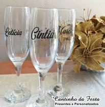 Taça de champagne (vidro) Personalizada em qualquer tema ou religião - Cantinho da Festa