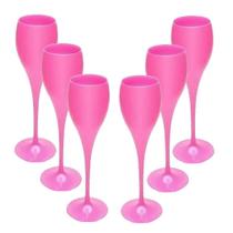 Taça de Champanhe Acrílico Rosa Brut 120mL - 6 Un