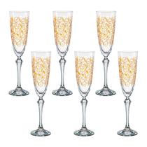 Taça de Cristal Bohemia Decorada Para Champanhe 200 ml Elisabeth 6 Peças