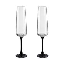 Taça de Cristal Bohemia Para Champanhe 200 ml Preta Sandra 2 Peças