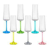 Taça de Cristal Bohemia Para Champanhe 210 ml Colorida Xtra 6 Peças
