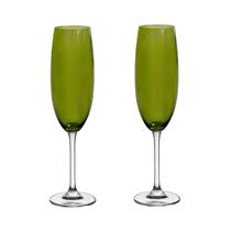 Taça de Cristal Bohemia Para Champanhe 220 ml Verde Colibri 2 Peças Taça de Cristal Bohemia Para Champanhe 220 ml Verde Colibri 2 Peças