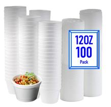 Taça de espuma Mr Miracle 350 ml com tampa para alimentos quentes/frios, pacote com 100