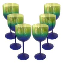 Taça de Gin Acrílico Azul e Verde Acqua 450mL - 6 Unidades