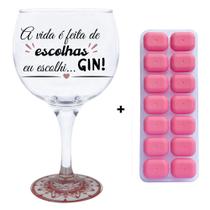 Taça de Gin com Base Decorada + Forminha de Gelo Silicone