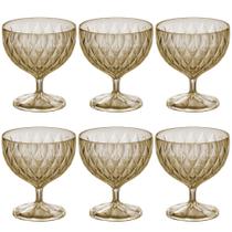 Taça de Plástico para Sobremesa 350ml Cristal Glamour âmbar com 6 unidades Plasutil ref.14253
