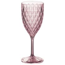 Taça de Plástico Para Vinho 330ml Cristal Glamour Rosa Plasutil ref.14243