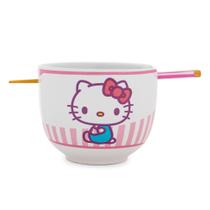 Taça de ramen Sanrio Hello Kitty Tokyo com listras rosa com pauzinhos