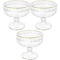 Taça de Sobremesa em Cristal Imperial Fio de Ouro 200mL 3 peças - Lyor