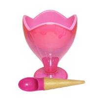 Taça de sobremesa rosa em formato de casquinha de sorvete para sobremesa e sorvetes - individual