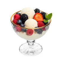 Taça de Sobremesa Vidro com Borda Fio Dourado Diamond Sorvete Lyor 250ml