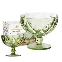 Taça de Sobremesa Vidro Diamante Conjunto Grande Jogo 6 unid