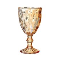 Taça de vidro 340ml diamond ambar jogo 6 unidades.