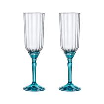 Taça de Vidro Bormioli Rocco Para Champanhe 210 ml Florian Blue 2 Peças