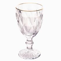 Taça De Vidro Com Borda Dourada Fio De Ouro Diamond 330ml