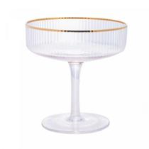 Taça De Vidro Coupe C/ Borda Dourada Lines Wollf 200ml