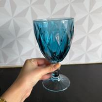 Taça de vidro diamond azul avulsa individual 300ml para água vinho cerveja taca Taça de vidro diamond azul avulsa individual 300ml para água vinho cerveja taca