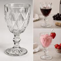 Taca de Vidro Diamond Transparente 320ml Jogo 6 Taças, Vinho, Água, Drinks, Suco, Restaurante Buffet