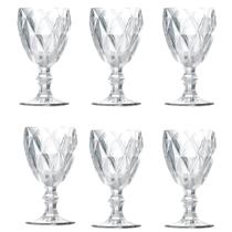 Taca de Vidro Diamond Transparente 340ml Jogo 6 Taças, Vinho, Água, Drinks, Suco, Restaurante Buffet