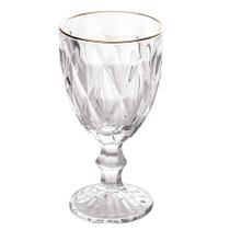 Taça de Vidro Diamond Transparente Fio de Ouro 325ml 1 peça - Lyor