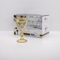 Taça de vidro jogo com 6 pcs 300ml diamante ouro tokhouse - Tok House