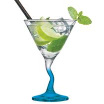 Taça de Vidro Martini Twister Haste Azul 285ml Taça de Vidro Martini Twister Haste Azul 285ml