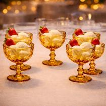 Taça de Vidro para Sobremesa Diamond Âmbar 325ml 6 Unid Vidro Luxuoso Ondulado Dourado Taça de Vidro para Sobremesa Diamond Âmbar 325ml 6 Unid Vidro Luxuoso Ondulado Dourado