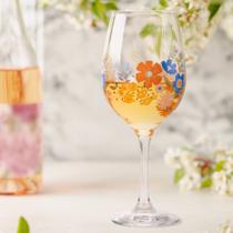 Taça de vidro para vinho água decorada de flores 490ml de cozinha taca decorativa grande drink flor