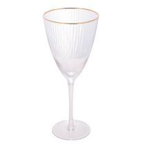 Taça de Vidro Para Vinho Com Borda Dourada Lines 400ml