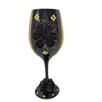 Taça De Vidro Pomba Gira Preta E Dourada 490 Ml