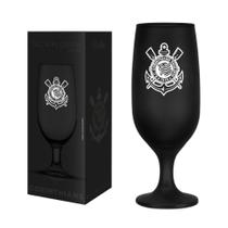 Taça de vidro preta do corinthians 300ml na caixa grande para cerveja chopp e refrigerante Taça de vidro preta do corinthians 300ml na caixa grande para cerveja chopp e refrigerante