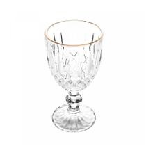Taça De Vidro Transparente Com Borda Dourada Fio De Ouro Greek 345ml Wolff Taça De Vidro Transparente Com Borda Dourada Fio De Ouro Greek 345ml Wolff