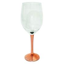 Taça de Vinho Branco de Vidro Incolor e Base Cobre 400ml - Unid.