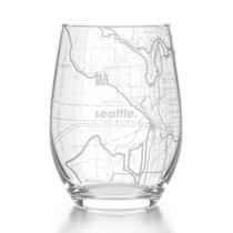 Taça de vinho sem haste com mapa de Seattle 444 ml Taça de vinho sem haste com mapa de Seattle 444 ml