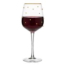 Taça de Vinho Tinto 350ml Vidro com Borda Dourada Linha Balls Wolff