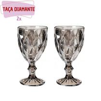 Taça Diamante de Vidro Cinza Metalizada 340ml Água Suco 2 Un Taça Diamante de Vidro Cinza Metalizada 340ml Água Suco 2 Un