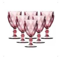 Taça Diamante Diamond 340ML Vidro Rosa Com 6 Peças Taça Diamante Diamond 340ML Vidro Rosa Com 6 Peças