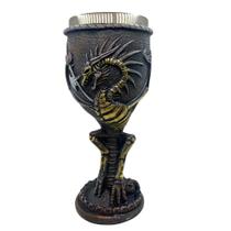 Taça Dragão em Resina com Alumínio - 16cm