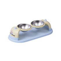 Taça dupla elevada para animais de estimação em aço inoxidável antiderrapante azul Taça dupla elevada para animais de estimação em aço inoxidável antiderrapante azul