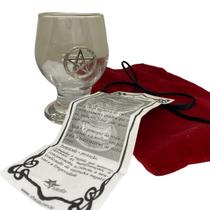 Taça em vidro Wicca 9,0 cm com pentagrama para Altar e jogos de Tarot - shaula