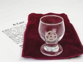 Taça em Vidro Wicca 9,0 cm com Pentagrama para Altar e Jogos