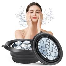 Taça facial para gelo com bandeja de gelo embutida de silicone dobrável