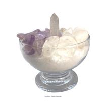 Taça Felicidade Pedra Ametista e Cristal com Ponta de Cristal, Sal Grosso - 7cm