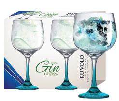 Taça gin 705 ml haste azul lv c/02 pç Taça gin 705 ml haste azul lv c/02 pç