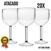 TAÇA GIN CRISTAL TRANSPARENTE ACRILICO PREMIUM ATACADO FESTA EVENTOS LISO SEM IMPRESSÃO 20 Unidades QUALIDADE