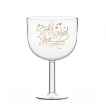 Taça Gin Feliz Ano Novo Cristal e Dourado 500ml 1un - Mazel