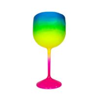 Taça Gin Fluor com 550ml Degradê Pink, Verde e Azul - Rizzo