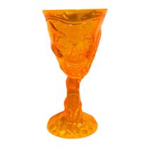 Taça Halloween Transparente Caveira Laranja Taça Halloween Transparente Caveira Laranja